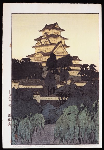 Kvällsvy över Himeji-slottet av Hiroshi Yoshida