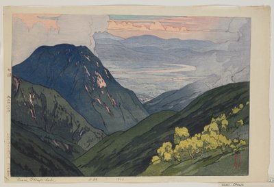 Från Daitenjodake, från serien, Tolv scener i de japanska alperna, Taisho-eran av Hiroshi Yoshida