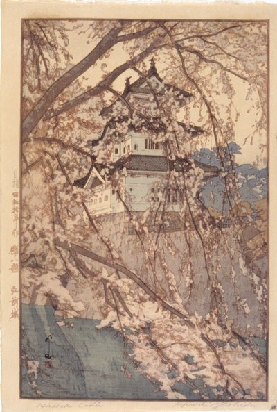 Hirosaki Castle (trätryck i färg) av Hiroshi Yoshida