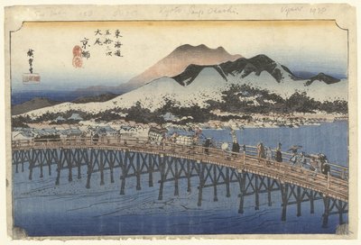 Kyoto, den stora användningen av Sanjo Kyoto, Sanjo Ohashi (titel på objekt) De 53 stations van de Tokaido (serietitel) Tokaido gojusan tsugi no uchi (serietitel på objekt) av Hiroshige (I) , Utagawa