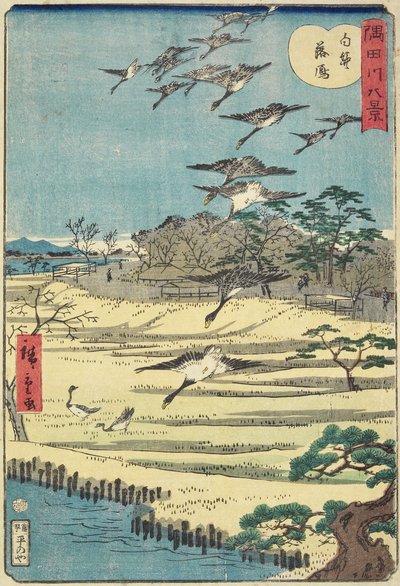 Söka gäss i Shirahige, november 1861 av Hiroshige II
