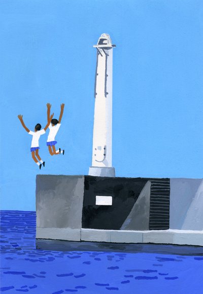 En flicka som hoppar på vallen av Hiroyuki Izutsu