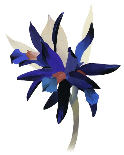 En imaginär blomma med blå bas. av Hiroyuki Izutsu