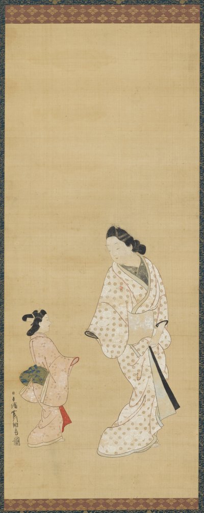 Yujo och en flicka, 1688-1697. av Hishikawa Morofusa