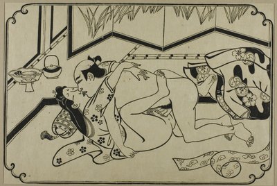 Ett blad från ett shunga-album av Hishikawa Moronobu
