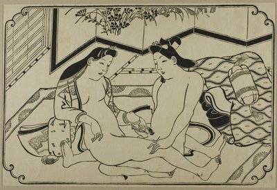 Ett blad från ett shunga-album av Hishikawa Moronobu