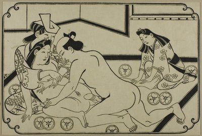 Ett blad från ett shunga-album av Hishikawa Moronobu