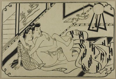 Ett blad från ett shunga-album av Hishikawa Moronobu
