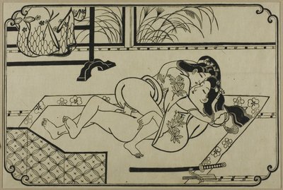 Ett blad från ett shunga-album av Hishikawa Moronobu