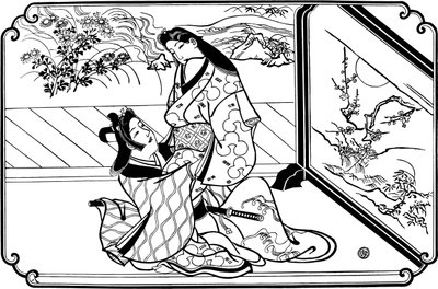 Bakom skärmen, 1680-talet. av Hishikawa Moronobu