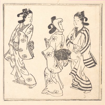Blad ur en bok med titeln: Wakoku Hiaku-jo: Hundra japanska kvinnor av Hishikawa Moronobu