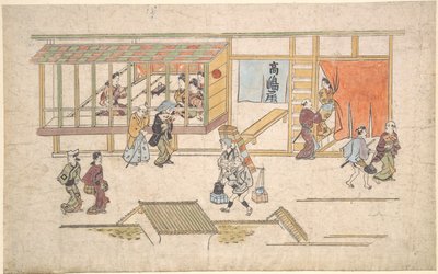 Scen i Yoshiwara av Hishikawa Moronobu