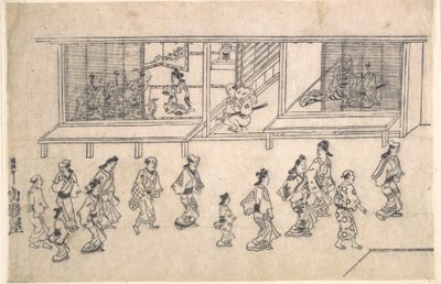 Gatuscen i Yoshiwara av Hishikawa Moronobu