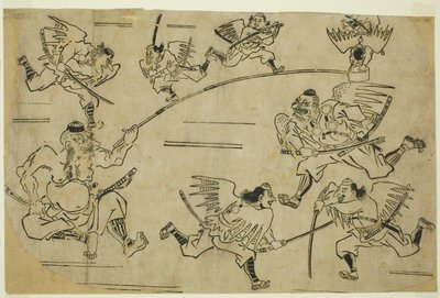 Tengu-kungen tränar sina elever av Hishikawa Moronobu