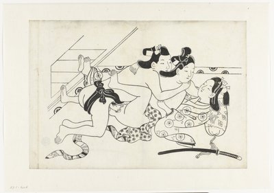 Erotisk show av Hishikawa Moroshige (attributed to)
