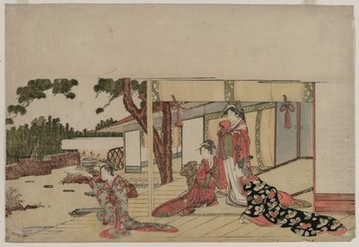 Kvinnor på en veranda, ca. 1800. av Hishikawa Sori III