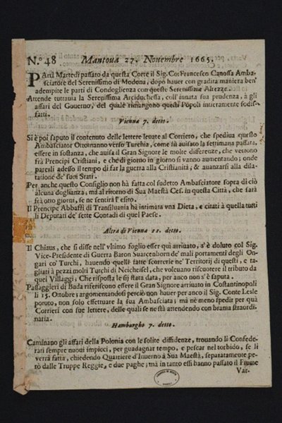 Gazzetta di Mantova - äldsta italienska tidningen, 1665 av Historic Object