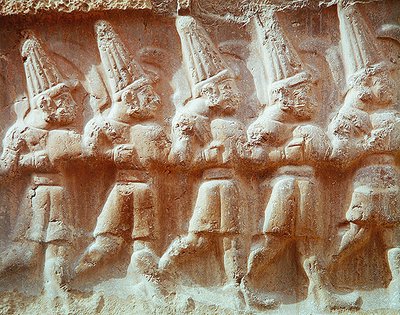 Detalj av procession av de beväpnade gudarna (sten) av Hittite