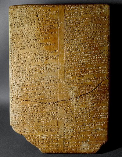 Hettitisk civilisation: kilskriftstavla som transkriberar ritualen från Amihatna, överstepräst för den gudomliga Ishara, från platsen för Hattusa (nuvarande Bogazkoi) 1650-1200 f.Kr. Istanbuls arkeologiska museum av Hittite