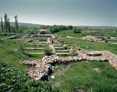 Utsikt över ruinerna av platsen av Hittite Hittite