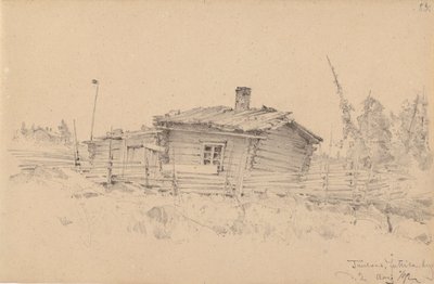 Småbrukarstuga i byn Juttila av Hjalmar Munsterhjelm