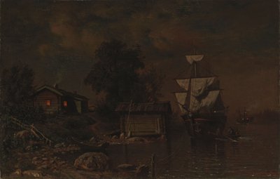 Fartyg i månsken av Hjalmar Munsterhjelm