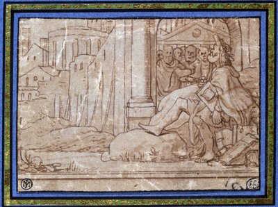 Den vise (mediterar). Teckning av Hobben. 1500-talet. av Hobben