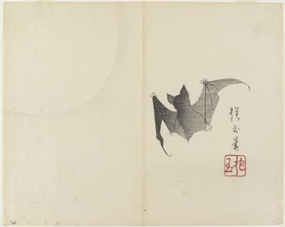 (Bat and Moon), ca. 1830 av Hogyoku