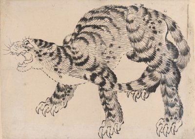Tiger, 1800-talet. av Hokusai School.
