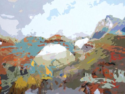 Landscape Obscura - 12, 2024 (olja på duk) av Holly Boruck