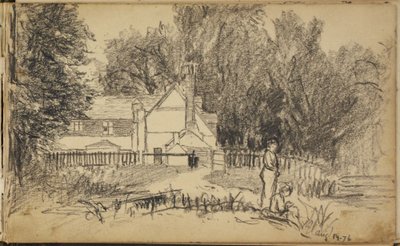 Hus och två figurer av Homer Dodge Martin