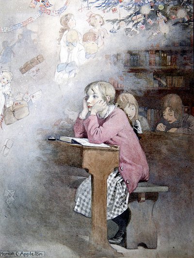 Dreams of Christmas (akvarell på papper) av Honor Charlotte Appleton