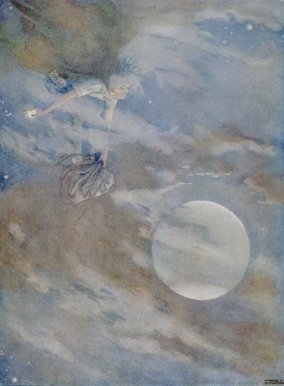 Jag måste hämta ner alla stjärnorna för att polera dem, från berättelsen om "Ole-Luk-Oie" i en upplaga av "Sagor" av Hans Christian Andersen (1805-75) 1920 (akvarell på papper) av Honor Charlotte Appleton