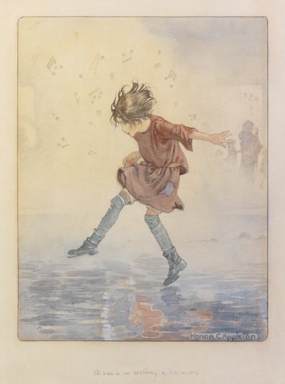 Hon var i sin egen extas" (akvarell och penna) av Honor Charlotte Appleton