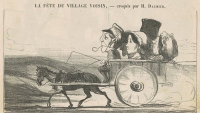 På landsbygden, inga kuskstrejker... (recto); Byborna Ekonomier Tillfredsställande... (tillbaka) av Honoré Daumier