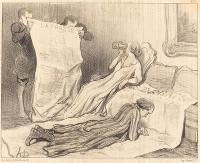 Prenumeranter som får sin tidning... av Honoré Daumier