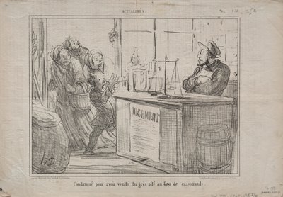 Aktualitet nr 252: Dömd för att ha sålt en hög med sand istället för fuktigt farinsocker, 1855. av Honoré Daumier