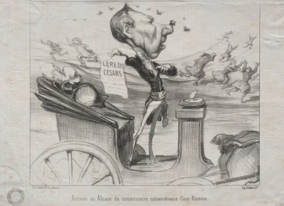 Aktualitet nr. 81: Den extraordinära kommissarien Coco Romieu anlände till Alsace, 1850. av Honoré Daumier