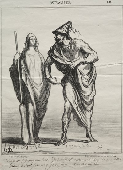 Aktualiteter, skylt 181: Vad tar du mig för! Ta min arm av Honoré Daumier