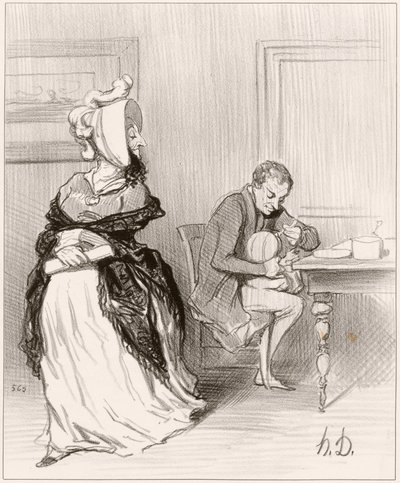 Farväl, min kära, jag går till mina förlag... av Honoré Daumier