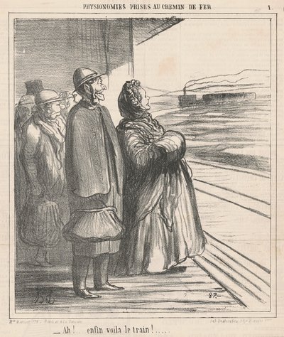 Ah! Äntligen här är tåget! ... av Honoré Daumier