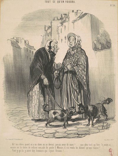 Ah! Min kära, när du har en hund... av Honoré Daumier