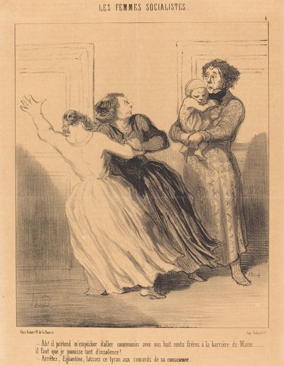 Ah! han låtsas hindra mig från att gå... av Honoré Daumier