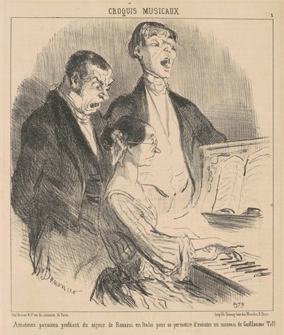 Parisiska amatörer njuter av Rossinis vistelse av Honoré Daumier