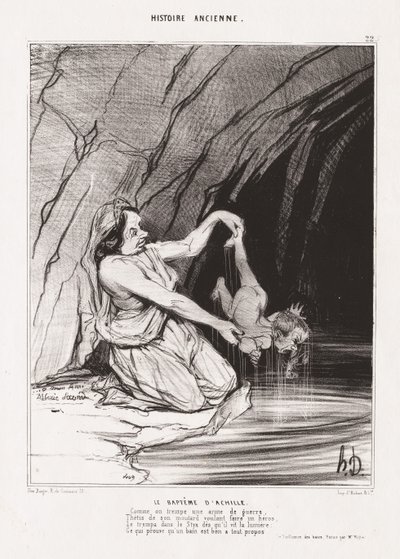 Forntida historia: Pl. 22, Akilles dop. av Honoré Daumier