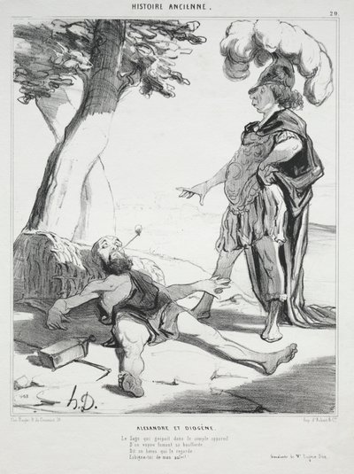 Ancient History, plåt 20: Alexander och Diogenes av Honoré Daumier