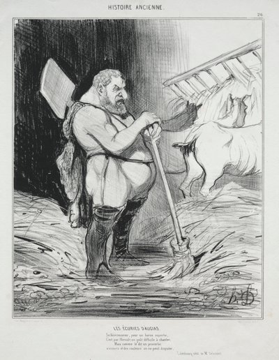 Ancient History, skylt 26: The Stable of Augeas, 25 september 1842. av Honoré Daumier