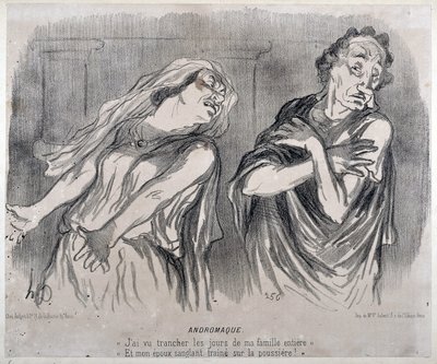 Andromaque-gravyr av Honore Daumier (1808-1879) i ""Le Charivari""". Palais Longchamp, Museum of Fine Arts i Marseille. av Honoré Daumier