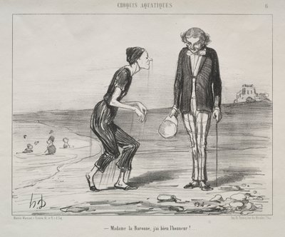 Aquatic Sketches, skylt 8: Madame la Baronne, det är min ära... av Honoré Daumier