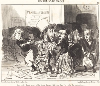 Ankomst till en stad som är för gästvänlig... av Honoré Daumier